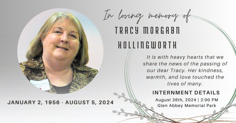 Mourning The passing of Tracy Morgan Hollingworth