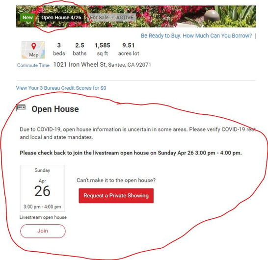 Realtor.com open house tool