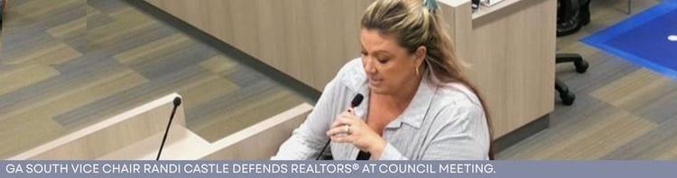 GA South Vice Chair Randi Castle defends REALTORS® at Council Meeting.