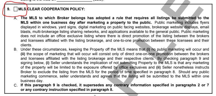 CAR Seller Exclusion form and CRMLS